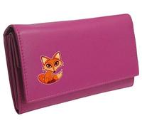 Klassek Red Fox Womans Pink Purse Brand Image on Real Animal Leather Foxy Foxes Accessory Gift