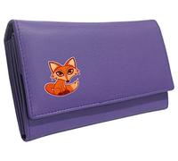 Klassek Red Fox Womans Purple Purse Brand Image on Real Animal Leather Foxy Foxes Accessory Gift