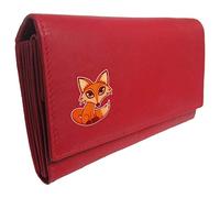 Klassek Red Fox Womans Red Purse Brand Image on Real Animal Leather Foxy Foxes Accessory Gift
