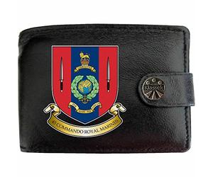 Klassek Royal Marines 45 Commando Image Men Wallet Real Leather Cap Badge Emblem Military Crest Insignia RFID Blocking with Coin Pocket and Metal Gift Box