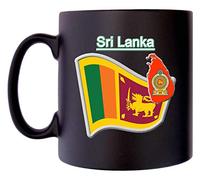 Klassek Sri Lanka Flag SRI Lankan Map Mug Coffee Tea 10oz Black Satin Emblem COA Crest Symbol