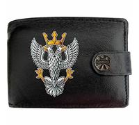 Klassek The Mercian Regiment Image Men Wallet Real Leather Cap Badge Emblem Military Crest Insignia RFID Blocking with Coin Pocket and Metal Gift Box