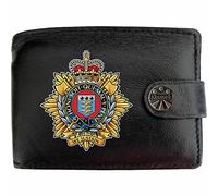 Klassek The Royal Logistic Corps Image Men Wallet Real Leather Cap Badge Emblem Military Crest Insignia RFID Blocking with Coin Pocket and Metal Gift Box