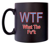 Klassek What the F.cK WTF Text Speak Joke Adult Mug for Men Coffee Tea 10oz Black Satin Gift Present