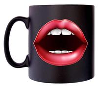 Klassek Womans Sexy Mouth Hot Lips Erotic Sexual Red Lipstick Mug Coffee Tea 10oz Black Satin Gift Present