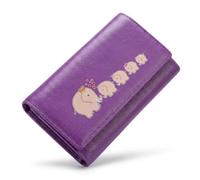 Klassek Women's Genuine Leather Purse RFID Wallet Elephant Family Purple