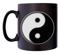 Klassek Yinyang Classic Yin and Yang Mug for Men Woman Good Bad Dark Light Coffee Tea 10oz Black Satin Gift Present