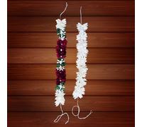 KLASSIE STORES Artificial Mogra Gajra for Hair Bun | White Gajra + Maroon-Green-White Jasmine Flower Juda Accessories for Women, Girls | Fabric Gajra for Bridal, Wedding, Festive Hairstyles (Pack of 2