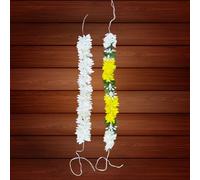 KLASSIE STORES Artificial Mogra Gajra for Hair Bun | White Gajra + Yellow-Green-White Jasmine Flower Juda Accessories for Women, Girls | Fabric Gajra for Bridal, Wedding, Festive Hairstyles (Pack of 2