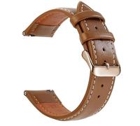Klauer Leather Watch Band 18/20/22mm Quick Release Watch Straps, Brown W Rose Gold, 20mm