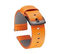Klauer Leather Watch Band Strap 18-24mm Quick Release Replacement Watchband, Orange Black Buckle, 20mm