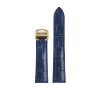 Klauer Leather Watch Bands 16-26mm Leather Watch Strap Bracelet, Blue Gold Buckle, 25mm