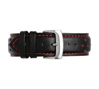 Klauer Leather Watch Strap, 20/22mm, Red, 22mm, Waterproof & Wear Resistant, Silver Buckle