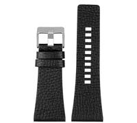 Klauer Leather Watchbands 26-32mm Leather Watch Strap Replacement Bracelet, L Black Silver, 28mm
