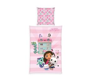 Klaus Herding GmbH Gabby's Dollhouse Bed Linen, Pillowcase Approx. 80 x 80 cm, Duvet Cover Approx. 135 x 200 cm, with Smooth Zip, 100% Cotton, Renforcé