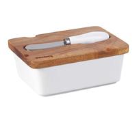 KLAUSBERG KB-7785 WHITE PORCELAIN BUTTER DISH WITH KNIFE