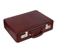 KLAUSS Expandable Genuine Leather Briefcase with Combination Lock, Executive Handbag for Office and Business, Laptop Briefcase, Classic Brown, 43 x 10.5 x 32 cm, Brown, M, Brown, M, Brown, M, Western