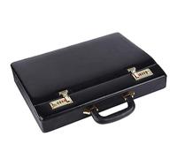 KLAUSS Men's Genuine Leather Briefcase Brown Spacious for Storing Documents Double Lock with Combination Lock Protected Briefcase Leather Case for Work Travel, black, Medium