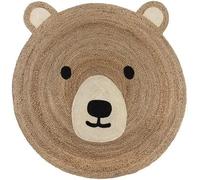 KLAVATE Living Room, Kitchen Hand Woven Carpet Braided Rug Decorative Jute Rugs for Farmhouse Modern Area Rugs Teddy Bear Pattern Braided Round Area Rugs for Kids Room (122 cm feet)