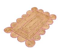 KLAVATE Scalloped Home Decor Braided Bohemian Jute Classic Quality Made Natural Hand Woven Area Rug (Pink, 2x3 feet)
