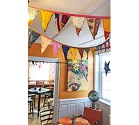 Klavate Silk Handmade Bunting Garden Decoration, Recycled Prayer Flags Door Valance Wall Hanging