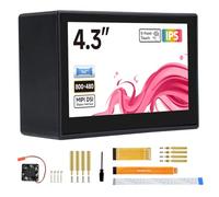 KLAYERS 4.3-inch IPS Display, 800×480, 5-Point Capacitive Touch, 6H Toughened Glass, Compatible with RPi, VisionFive2, Tinker Board 2, and Core3566, No Drivers Required, Adjustable Backlight