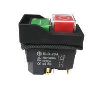 KLD-28 KLD-28A 4Pin 5Pins 250V Waterproof Electromagnetic Pushbutton Switches Push Button Switch for Slicer IDGTTLDF(KLD-28A 5Pin Red)