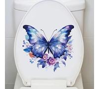KLDGQ 30 * 30CM 3Pcs Butterfly Blue Self-Adhesive Toilet Lid Stickers Funny Pvc Waterproof Toilet Seat Stickers for toilet lids wall Mirror