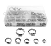 Kleagary 130PCS 5.8-21mm Single Ear Hose Clamp Stepless Strap Crimping Ring Clamp Suitable for Pipe Connection