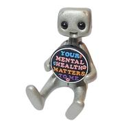 Kleagary Your Mental Health Matters Robot Figurine Resin Art Toy Kawaii Desk Buddy B