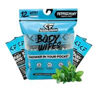 KLEAN FREAK Body 12-Count Wipes - Original Disposable Wipes, Individually Wrapped for the Gym, Workout, Hiking, Travel, and Sport (Peppermint)