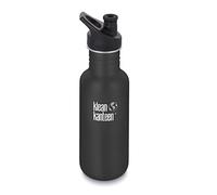 Klean Kanteen Classic Stainless Steel Single Wall Non Insulated Water Bottle with Sports Cap 18oz Slate Black
