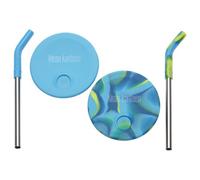 Klean Kanteen Kid's Cup Straw Lid 2-Pack Rubber Spill Proof Blue/Blue Tie Dye