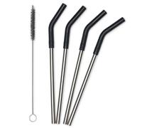 Klean Kanteen Steel Steel Straws Set of 4 Silicone Tips Drinking Black