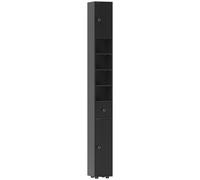 kleankin 180cm Slim Bathroom Cabinet, with Drawer, Shelves and Cupboards - Black