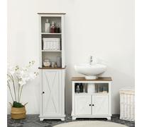 Kleankin 2 Piece Bathroom Furniture Set with Shelves, Ash Wood Effect in White Kleankin White