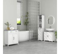 Kleankin 3-Piece Bathroom Furniture Set with Adjustable Shelves, White Kleankin White