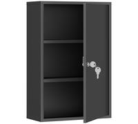 kleankin 3-Tier Steel Wall Mount Medicine Cabinet, First Aid Cabinet Lockable with 2 Keys for Bathroom and Kitchen, Black