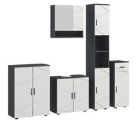 Kleankin 5-Piece Grey Bathroom Furniture Set, Storage Cabinets with Doors, Shelves, Wall-mounted Mirror Cabinet, Pedestal Sink Unit, Grey. Aosom UK