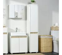 Kleankin Tall Bathroom Cabinet Modern Freestanding Tallboy Adjustable Shelves in White Kleankin White