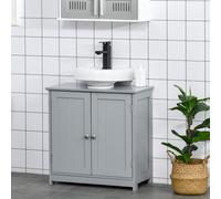 Kleankin 60X60Cm Under-Sink Storage Cabinet W/ Adjustable Shelf Drain Hole Grey