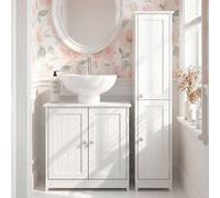 Kleankin 60X60Cm Under-Sink Storage Cabinet W/ Adjustable Shelf Drain Hole White