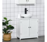 Kleankin 60X60Cm Under-Sink Storage Cabinet W/ Adjustable Shelf Drain Hole White