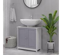 kleankin 60x60cm Under-Sink Storage Cabinet w/ Adjustable Shelf Grey White