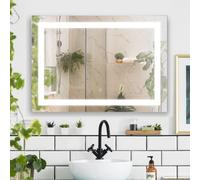 Kleankin 70X50Cm Led Bathroom Mirror Wall Mounted Vanity Light W/ Touch Switch