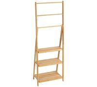 kleankin Bamboo Towel Rack, 3 Rails, 3 Slatted Shelves, Foldable