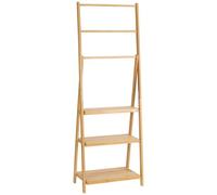 kleankin Bamboo Towel Rack, 3 Rails, 3 Slatted Shelves, Foldable | Towel Holder for Bathroom