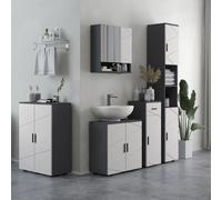 Kleankin Bathroom Cabinet Free Standing Bathroom Storage Cabinet with Doors in Grey Kleankin Grey