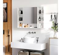 kleankin Bathroom Cabinet Wall Mount Storage organiser Mirror Shelves White