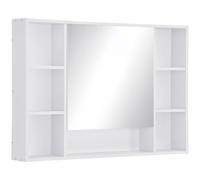 Bathroom Cabinet Wall Mount Storage organiser Mirror Shelves White Kleankin White One Size